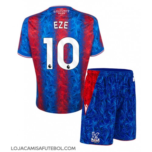 Camisa de Futebol Crystal Palace Eberechi Eze #10 Equipamento Principal Infantil 2024-25 Manga Curta (+ Calças curtas)